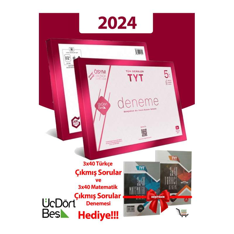 345-2024 Model Tyt 5'li Genel Deneme Matematik ve Türkçe Çıkmış Sorular Denemesi Hediyeli!